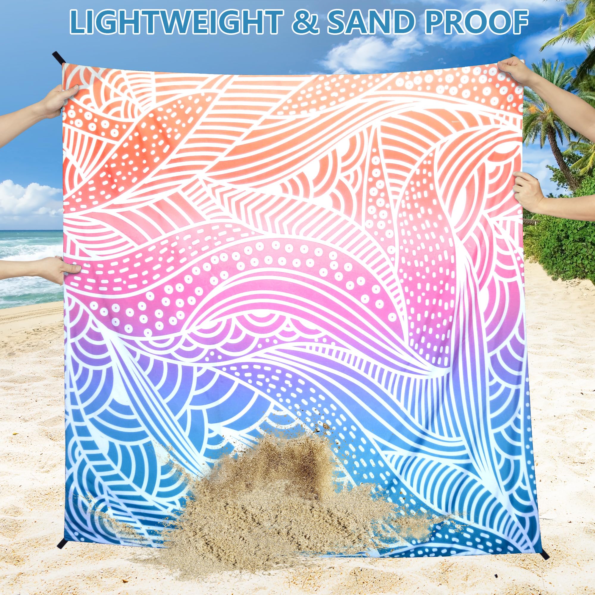 HIHOHO compact foldable beach blanket packs into a small pouch for easy carry