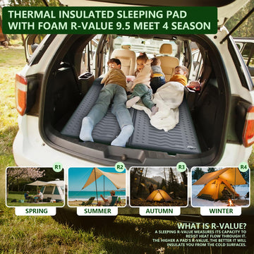 HiiPeak memory sleeping pad insulation close-up demonstrates 9.5 R-value warmth on cold ground.