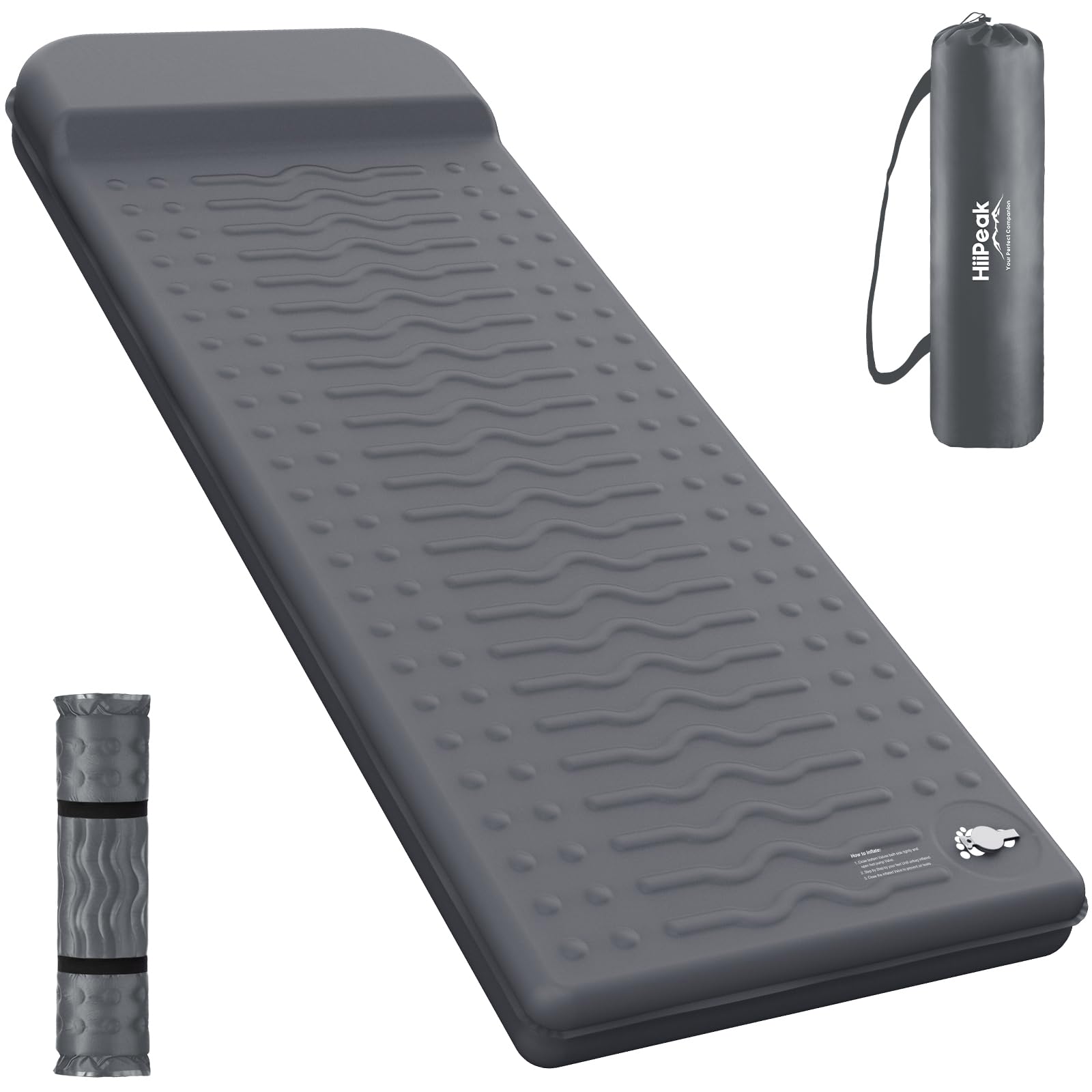 HiiPeak memory sleeping pad pack-down view highlights ultra-compact carry for backpacking.
