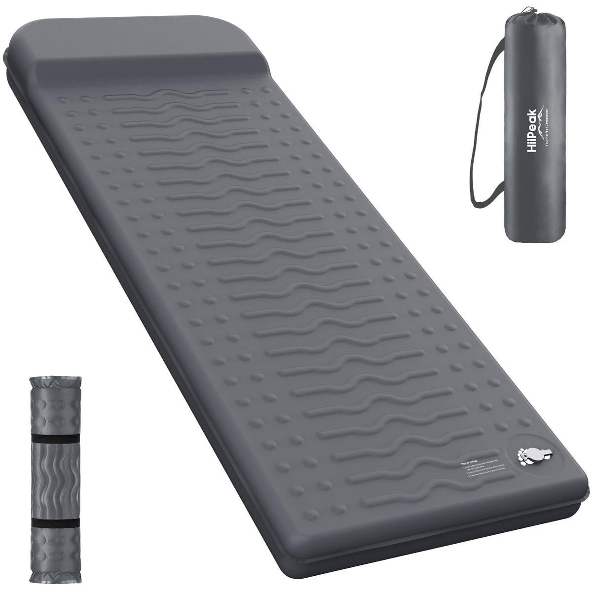 HiiPeak memory sleeping pad pack-down view highlights ultra-compact carry for backpacking.