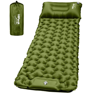 HiiPeak sleeping pad built-in pillow supports neck comfort during camping.