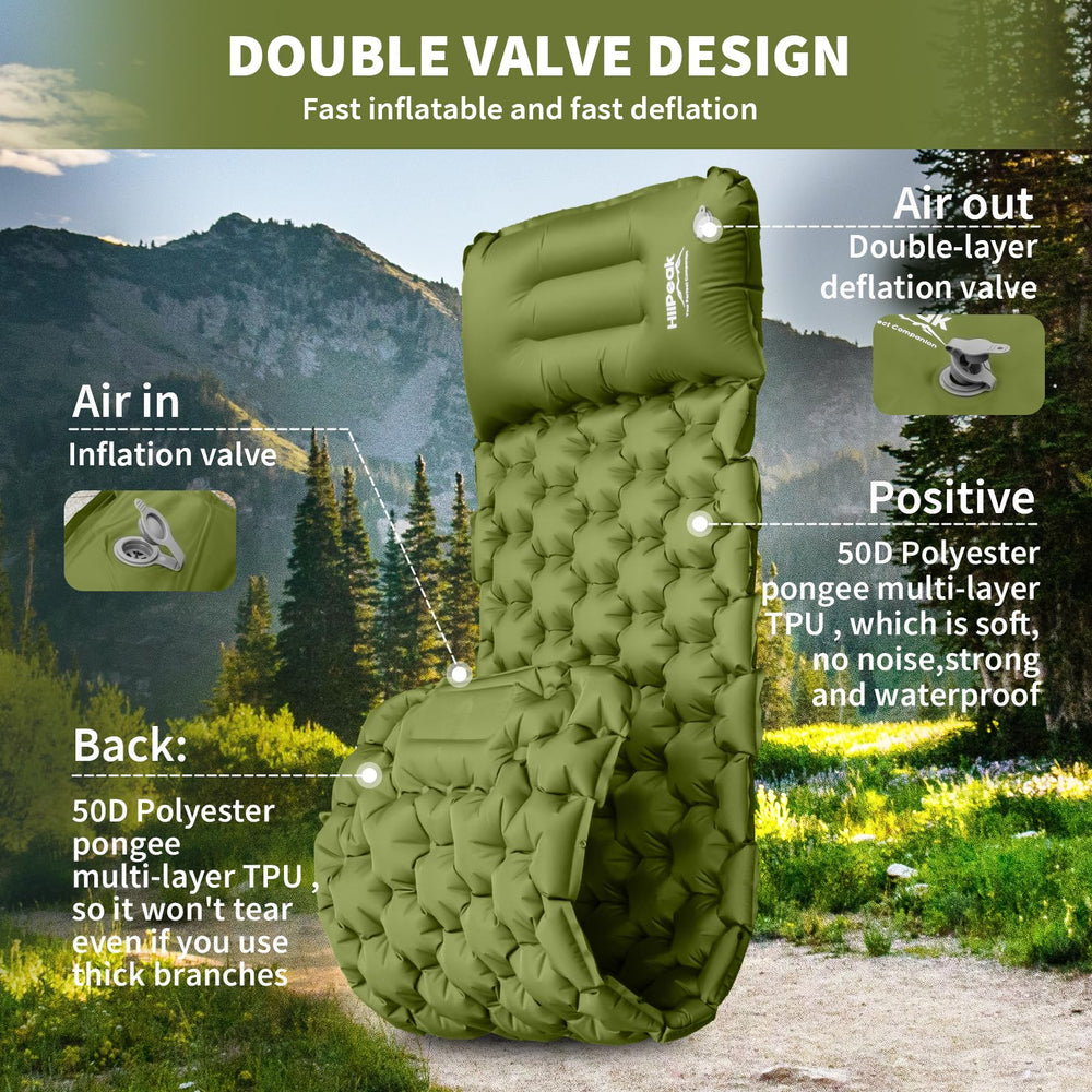 HiiPeak sleeping pad thick three to four inches provides stable comfort on uneven ground.