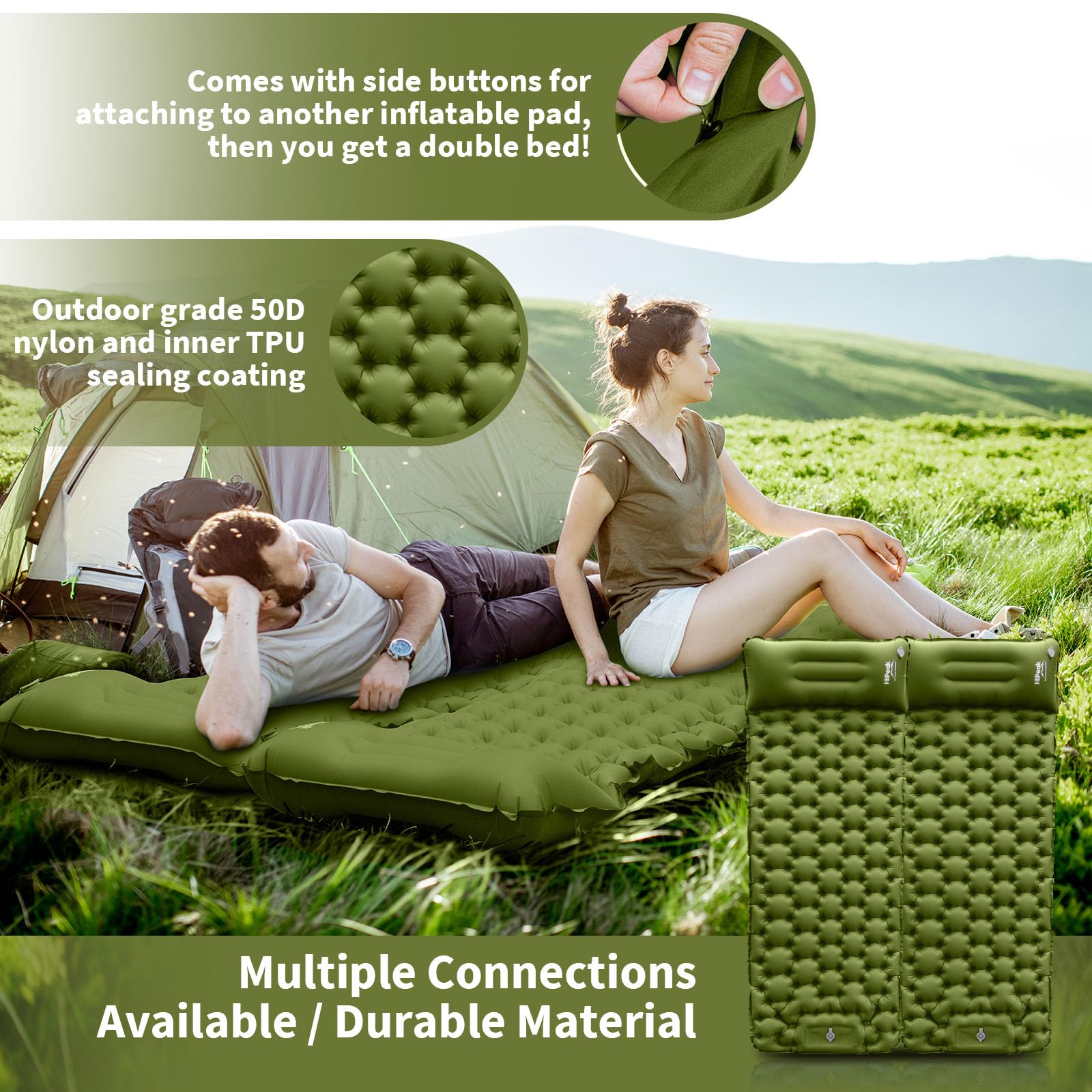 HiiPeak sleeping pad waterproof and durable material stands up to wet outdoor use.