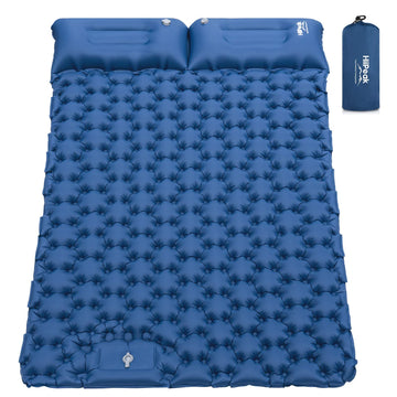 HiiPeak double camping mat inflated for two sleepers outdoors, comfortable and stable.