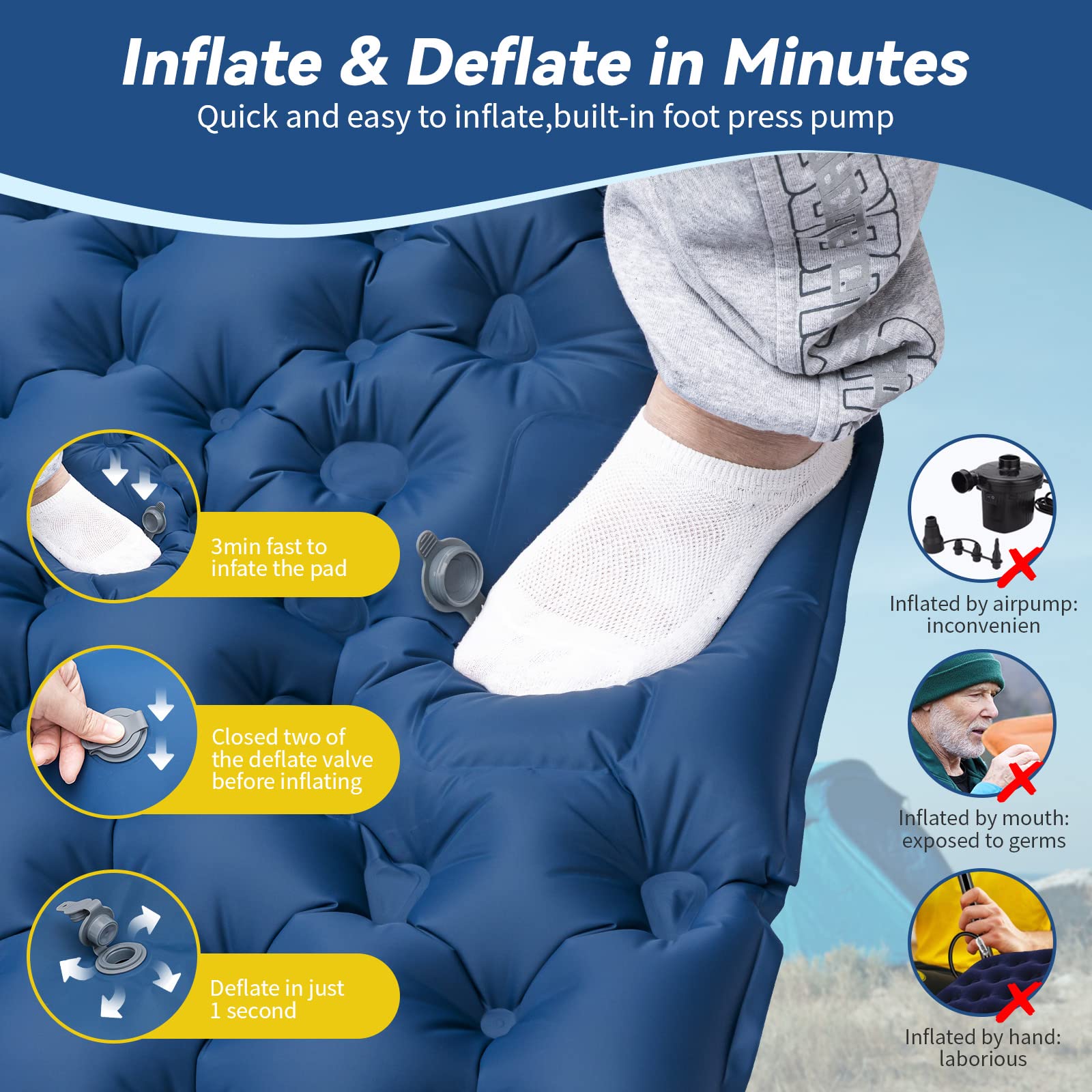 HiiPeak integrated pillow delivers comfortable head support during outdoor sleep.