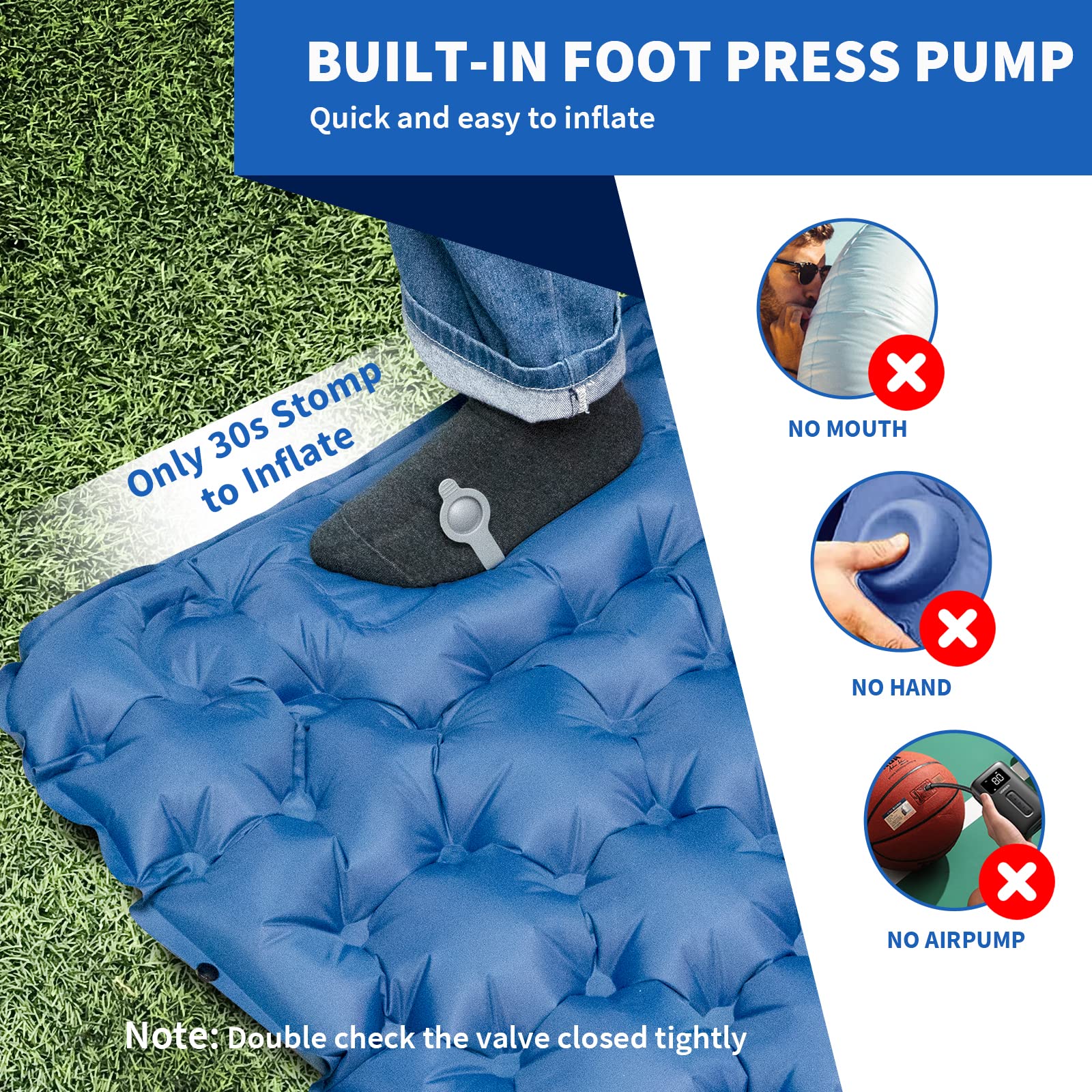 HiiPeak sleeping pad foot pump enables quick, hands-free inflation.