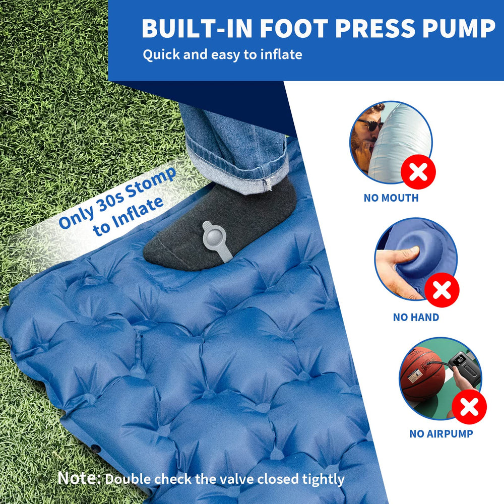 HiiPeak sleeping pad foot pump enables quick, hands-free inflation.