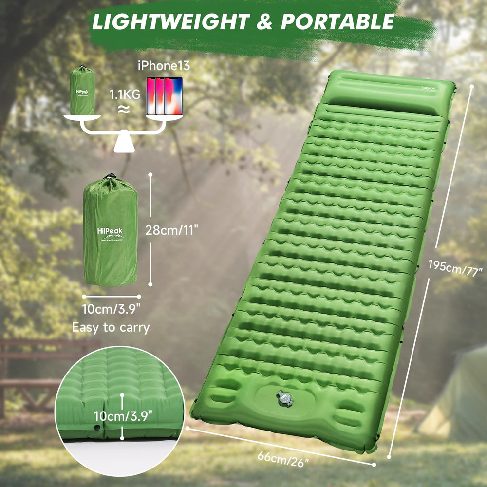 HiiPeak sleeping pad inner I-beam structure supports weight evenly
