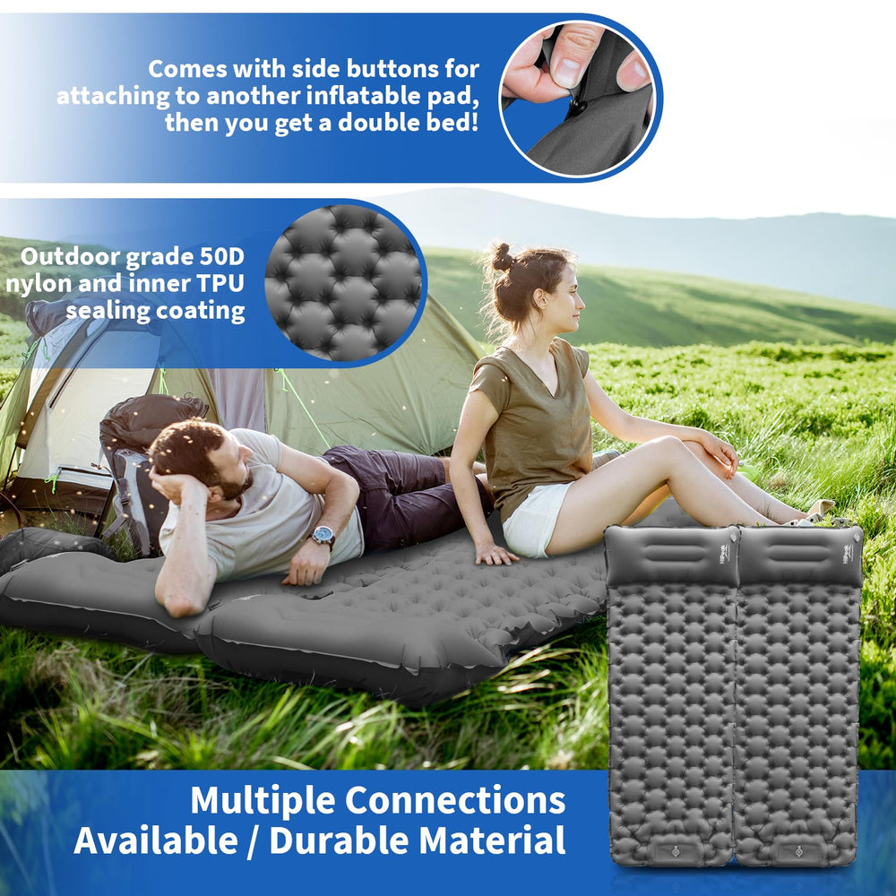 HiiPeak sleeping pad side connectors enable larger shared sleeping spaces.