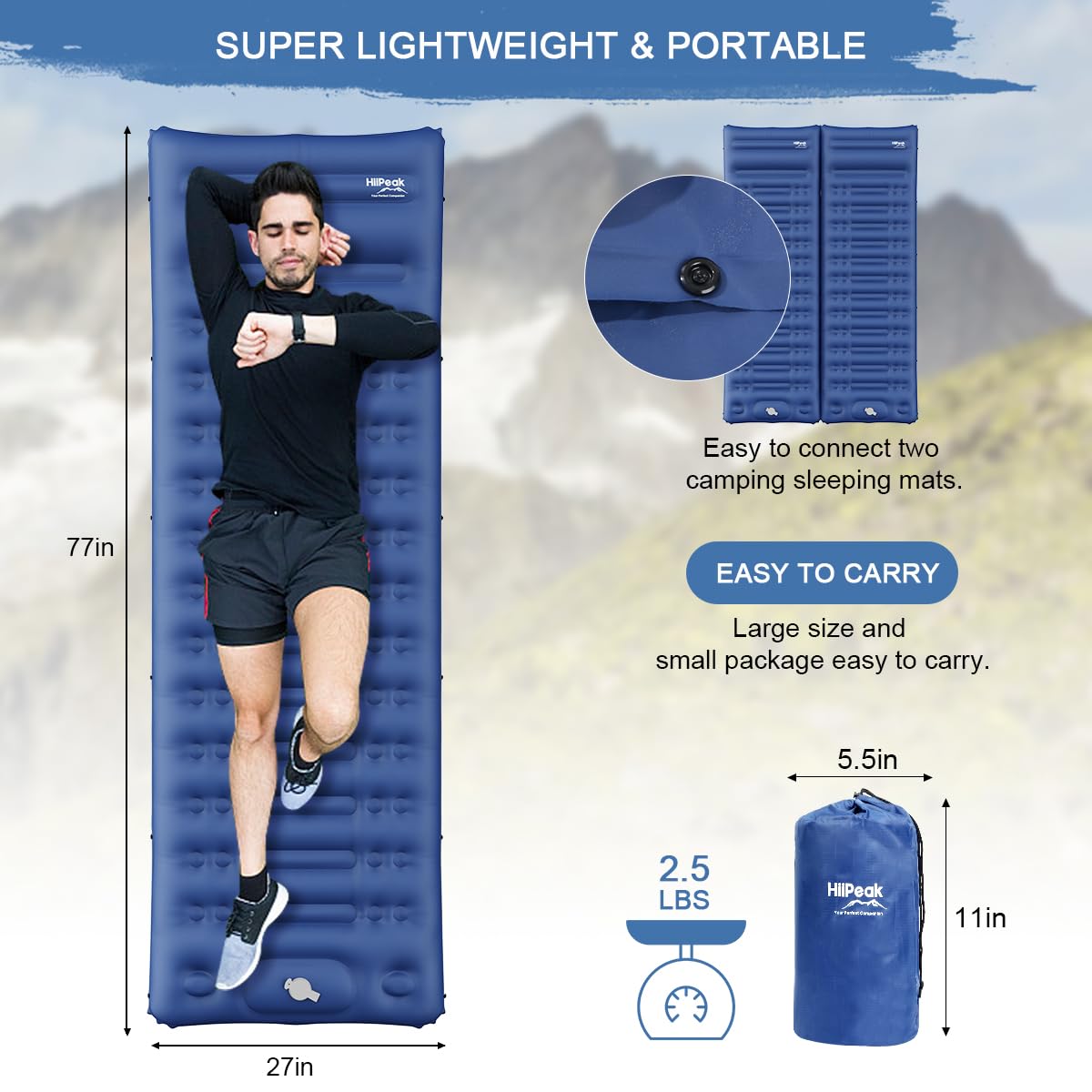 HiiPeak sleeping mat built-in pump enables fast inflation on the go