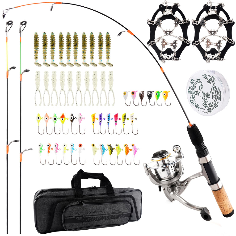 Hikary ice fishing triple-tip rod setup showing versatile power options