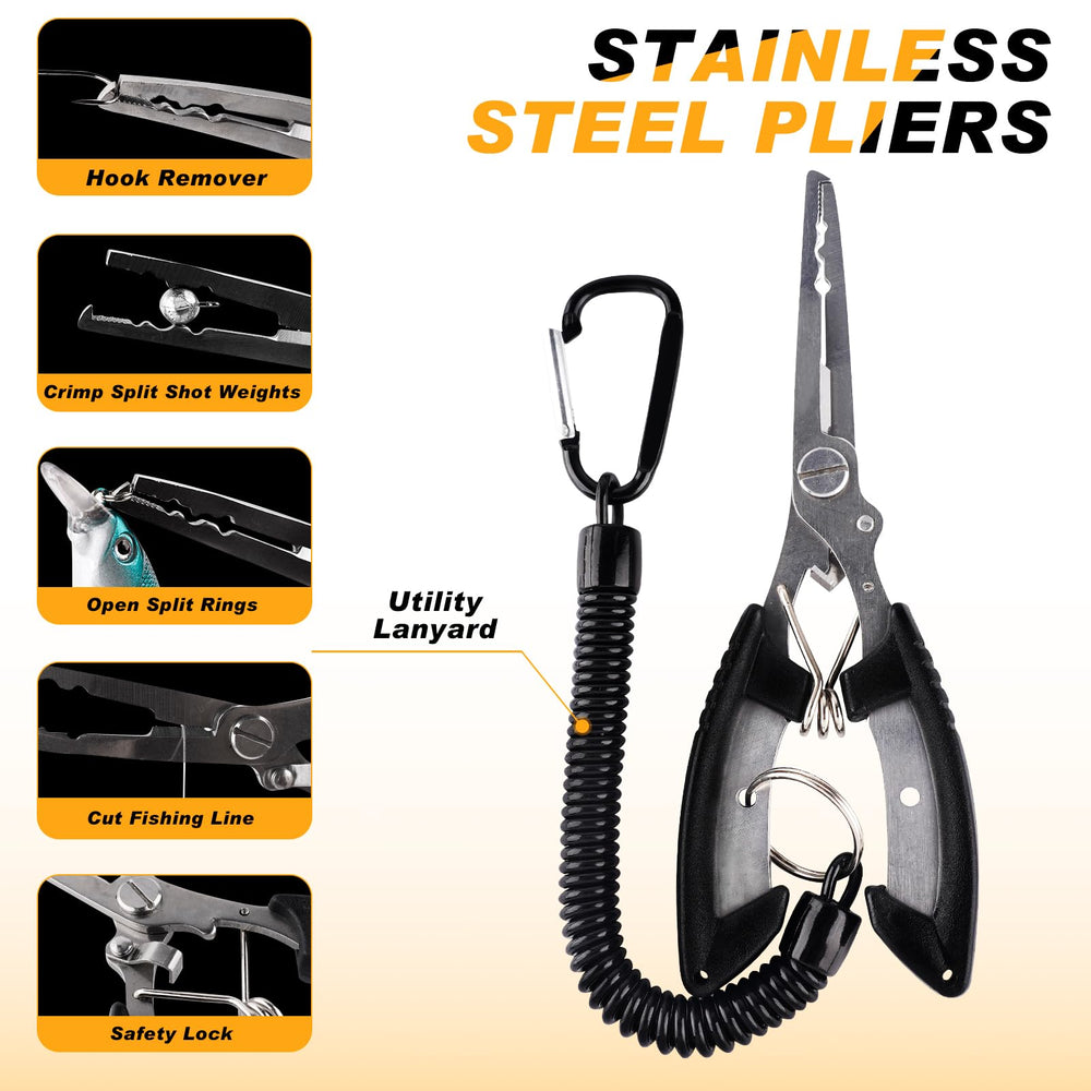 Hikary stainless steel pliers with sheath and lanyard for quick access