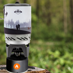 Hike Crew 1L anodized pot with insulated sleeve speeds cooking on campsites.