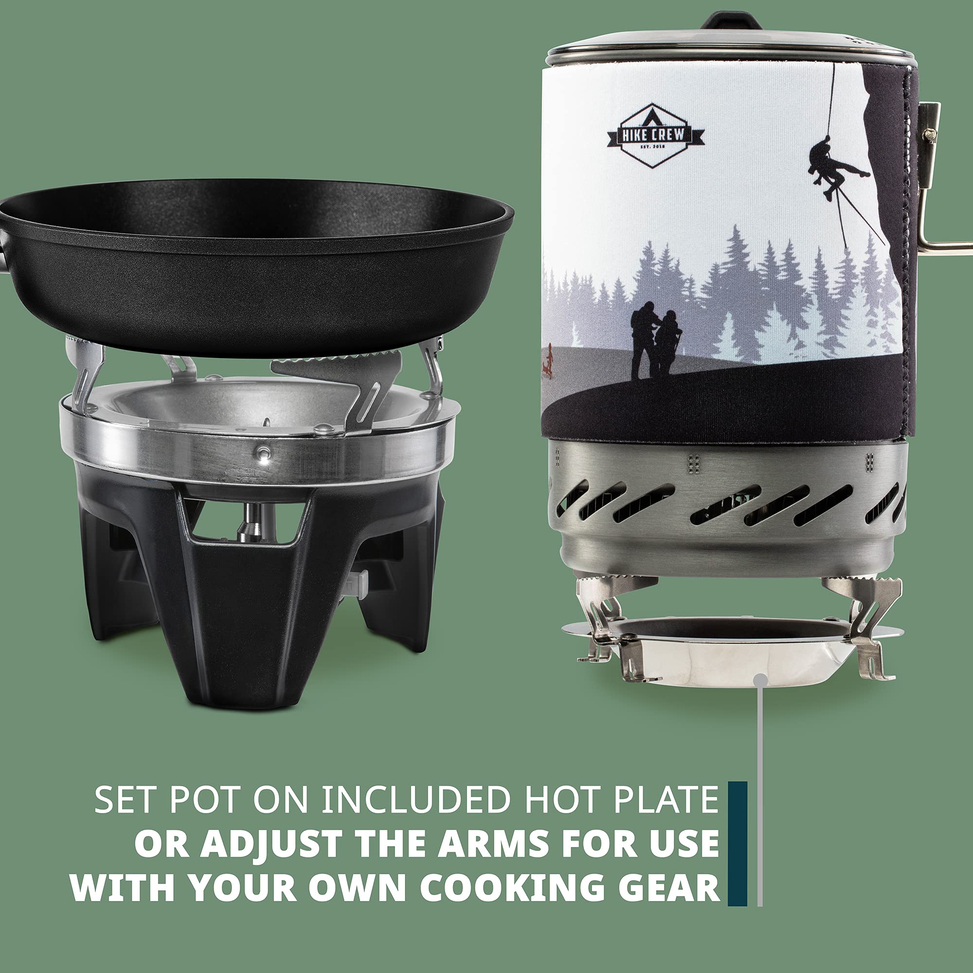 Hike Crew stove claim: 30% faster water heating for coffee or noodles.