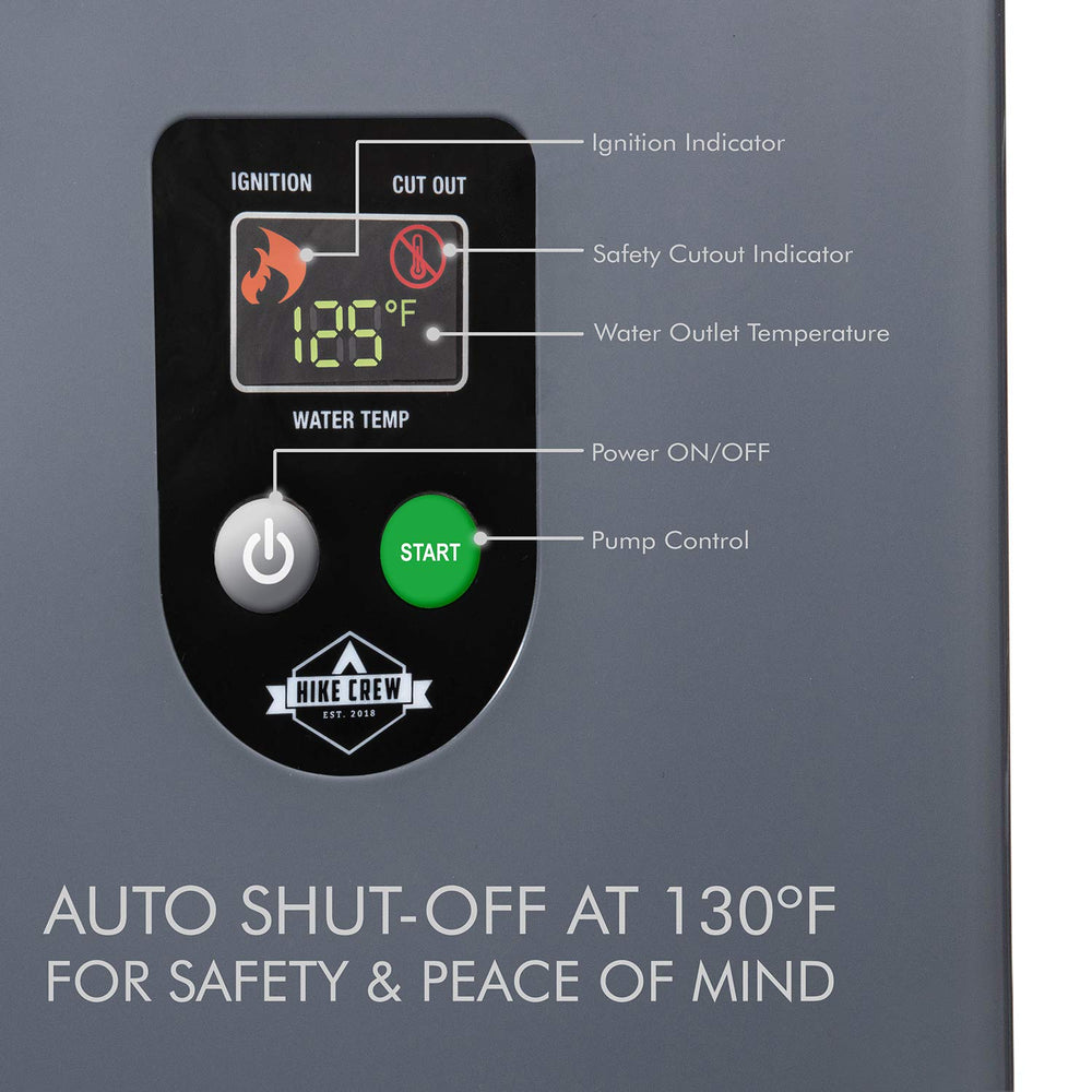 Hike Crew flow switch demonstrates starting and stopping water for efficient use