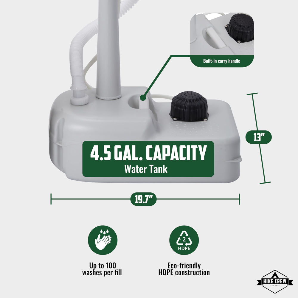 Hike Crew gooseneck faucet provides smooth water flow outdoors