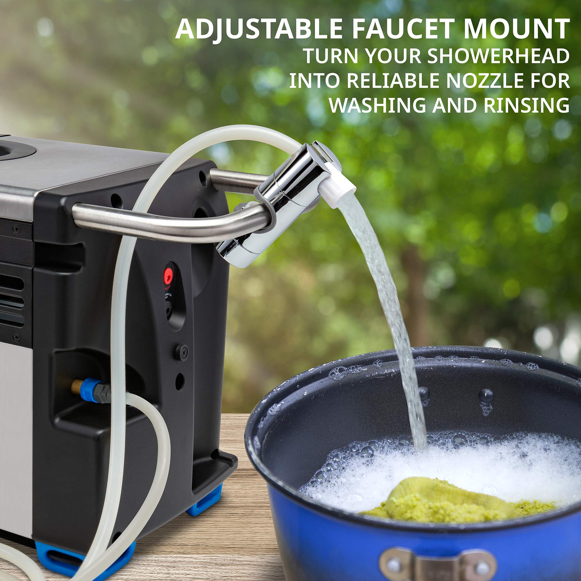 Hike Crew propane-pump system compatible with AC/DC adapters for flexible power options