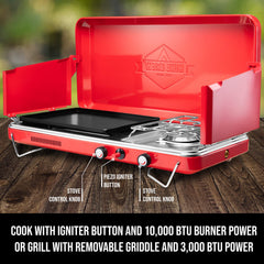 Hike Crew stainless drip tray close-up shows easy cleanup after grilling.