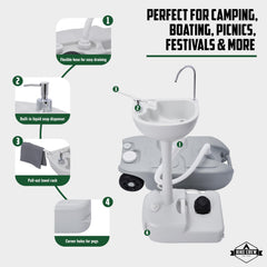 Hike Crew XL waste tank shown for easy water disposal on the go