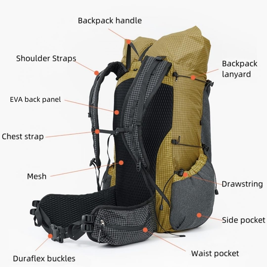 HIKEBURGER 3F UL GEAR Tutor 35L backpack ergonomic shoulder straps for comfort.