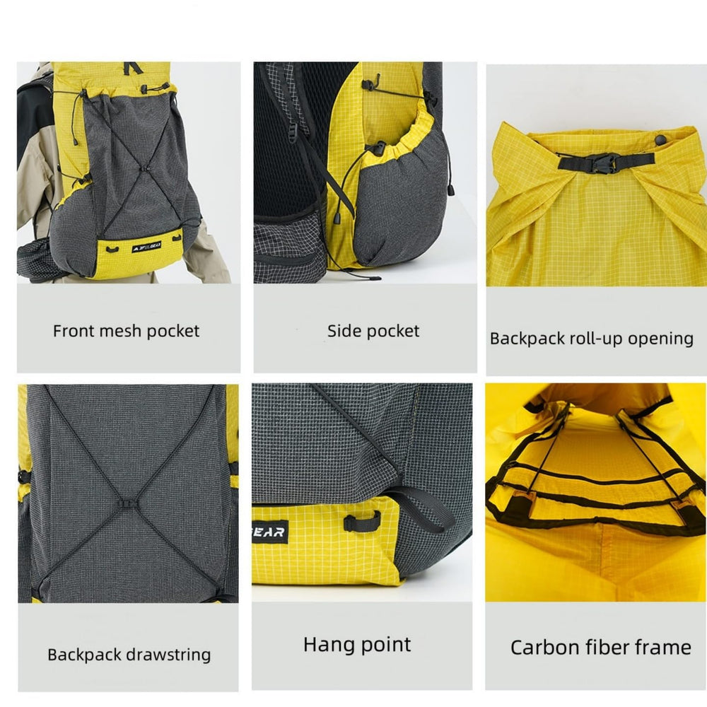 HIKEBURGER 3F UL GEAR Tutor 35L backpack side water bottle pockets for hydration on the go.