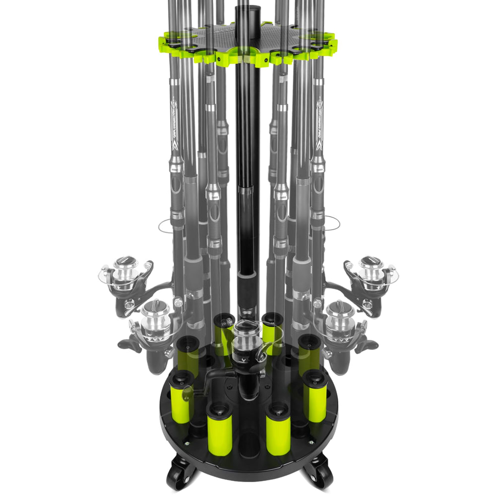Hikeen Fishing Rod Holder with 20-rod capacity and rolling wheels