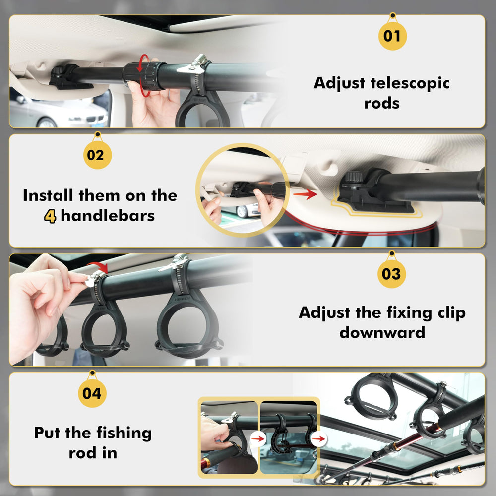 Hikeen fishing rod holder keeps rear-seat clutter-free during trips.