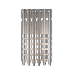 Hikemax close-up of corrosion-resistant titanium stake surface and finish.