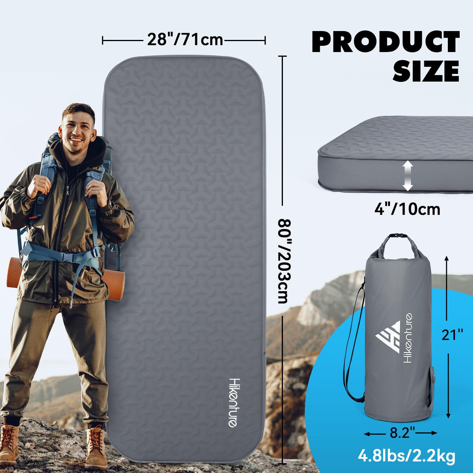 Hikenture 9.5 R-value insulation blocks cold ground for all-season camping