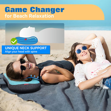 Hikenture beach pillow 2-pack built-in sandbag weighs down on sandy surfaces for stability