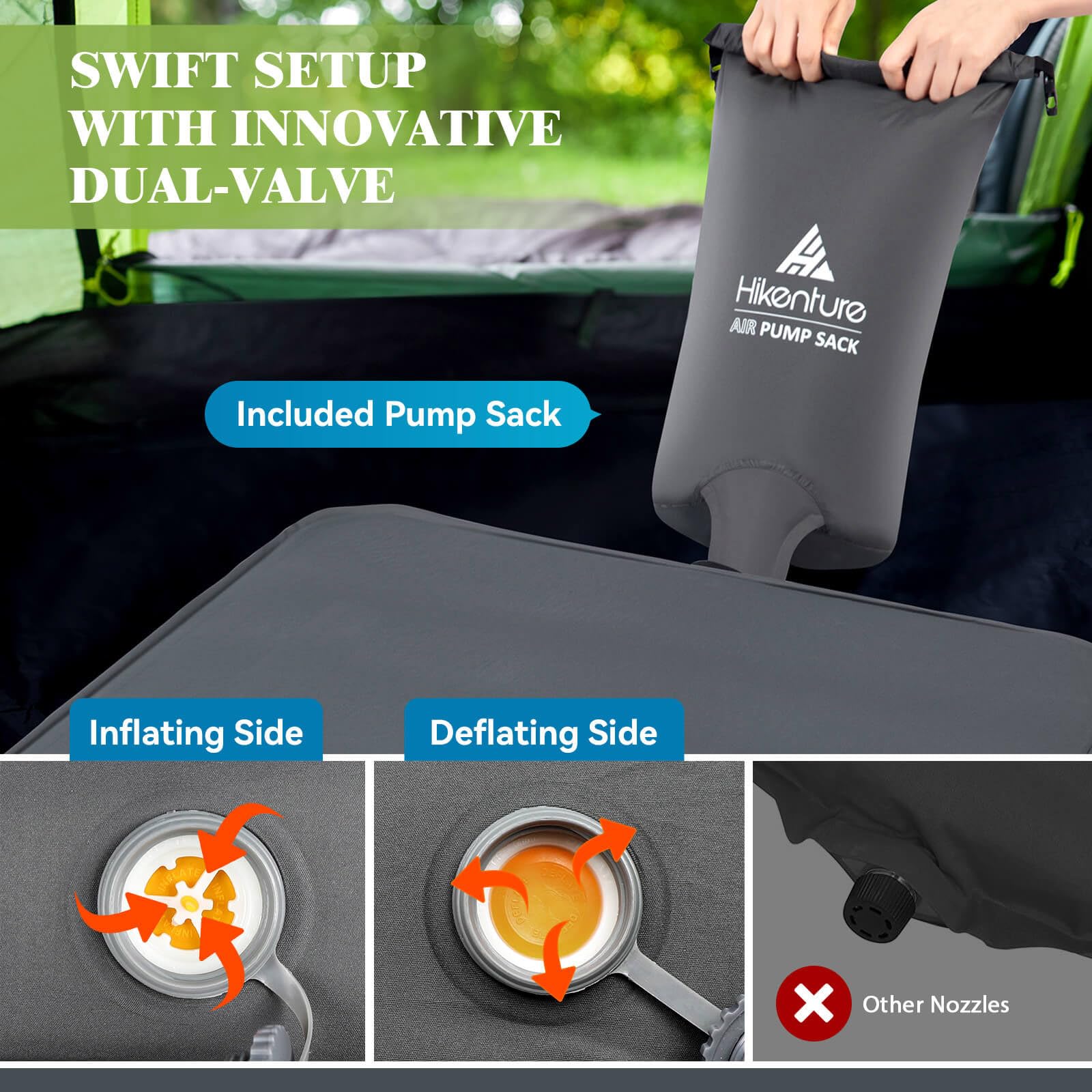 Hikenture carry bag with large top opening simplifies packing and transport