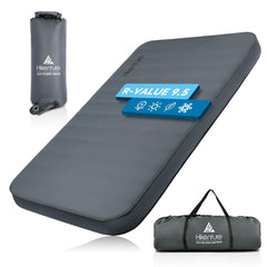 Hikenture extra thick double self-inflating sleeping pad fully set up for camping comfort