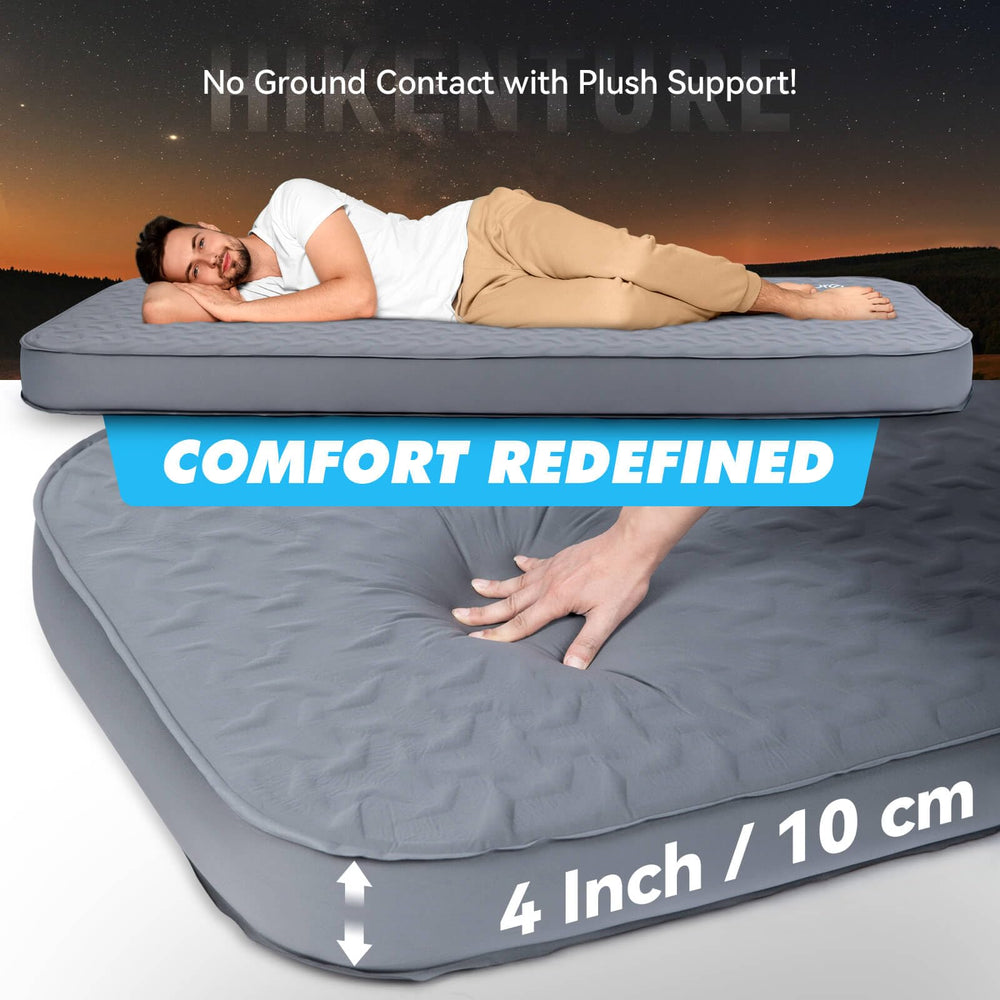 Hikenture foam-and-air comfort layer provides 4-inch cushioning for restful sleep