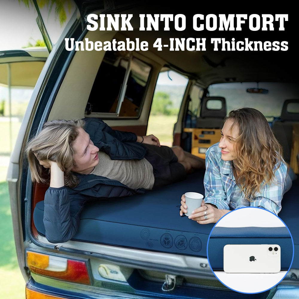 Hikenture four-inch thick pad inflates quickly for easy campsite comfort