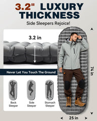Hikenture sleeping pad pump sack inflates pad with three pumps for quick setup