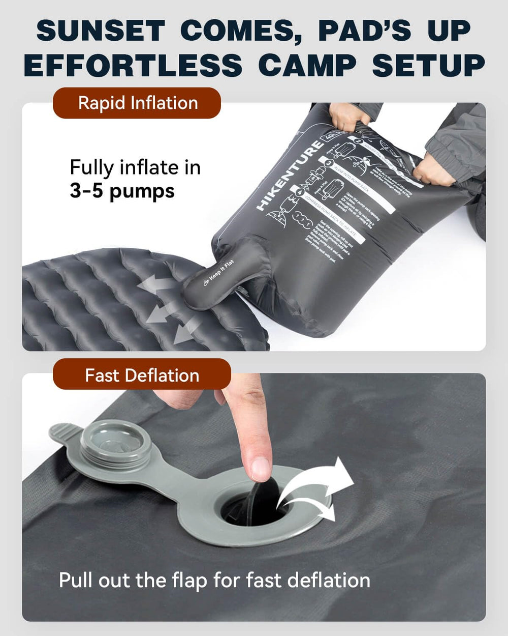 Hikenture sleeping pad TPU liner and eco packaging for responsible gear