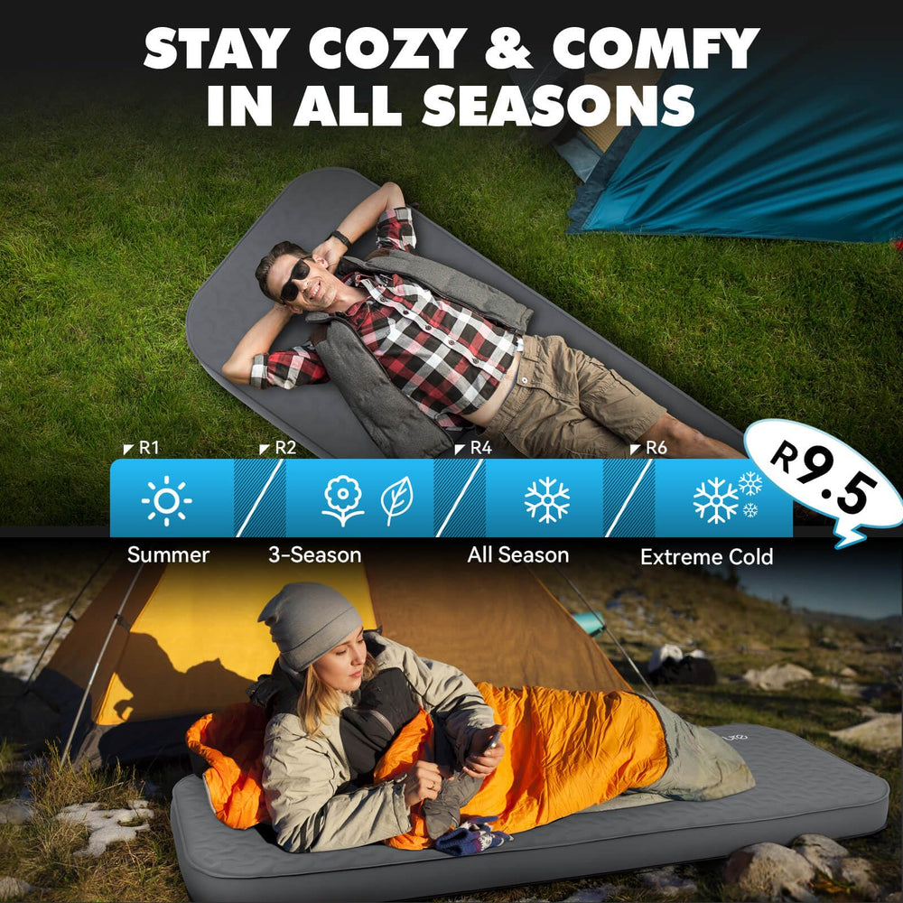 Hikenture stretch-knit surface keeps sleep quiet and comfortable without noisy crinkles