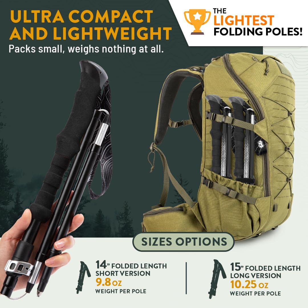 Hiker Hunger foldable poles made of aircraft aluminum deliver lightweight strength on trails