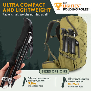 Hiker Hunger foldable poles made of aircraft aluminum deliver lightweight strength on trails