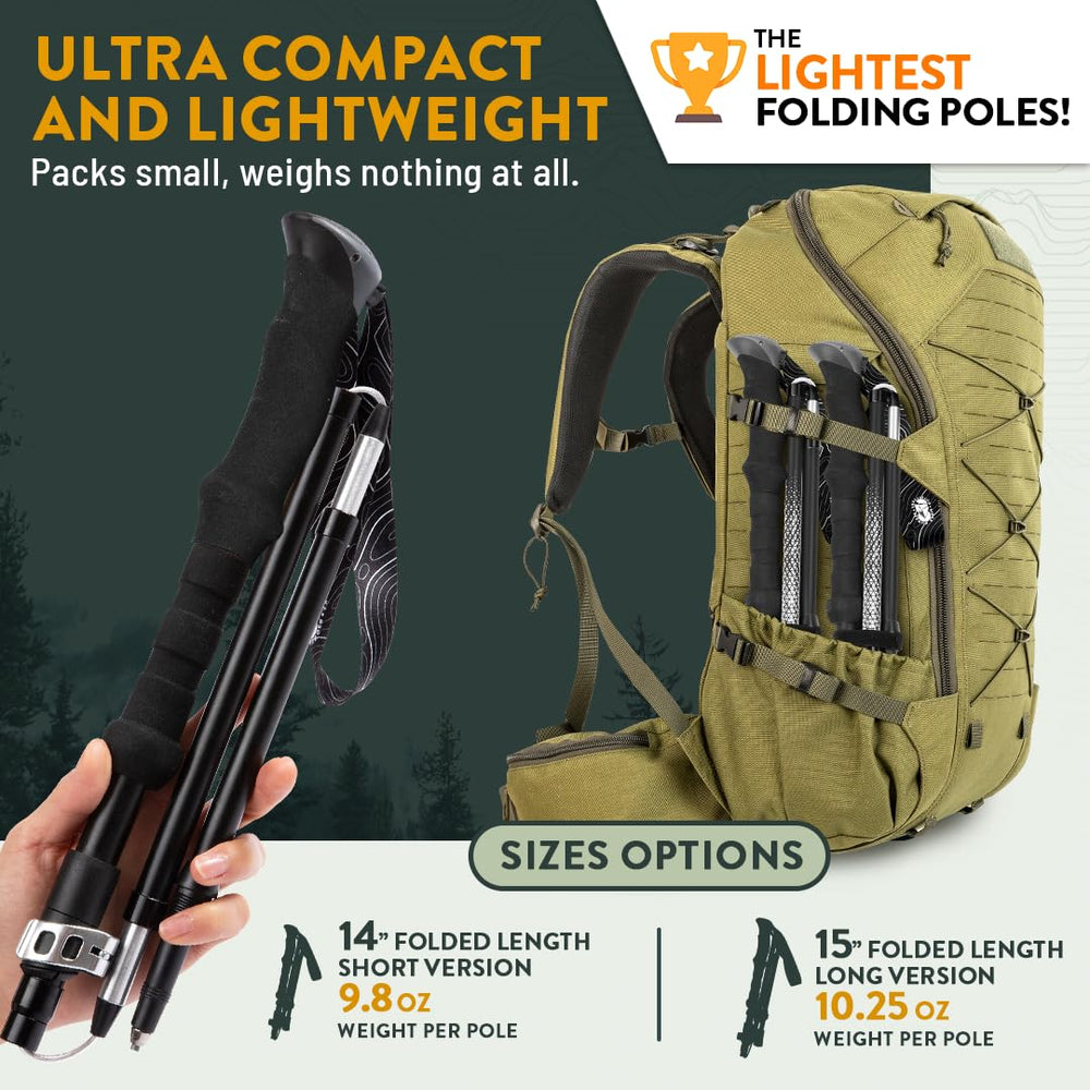 Hiker Hunger foldable poles made of aircraft aluminum deliver lightweight strength on trails