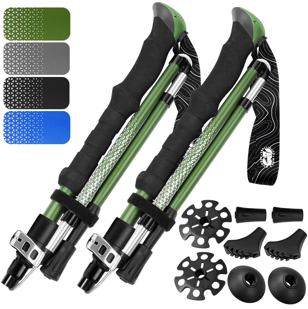 Hiker Hunger foldable poles collapsed for travel, ultra-compact portability on the move