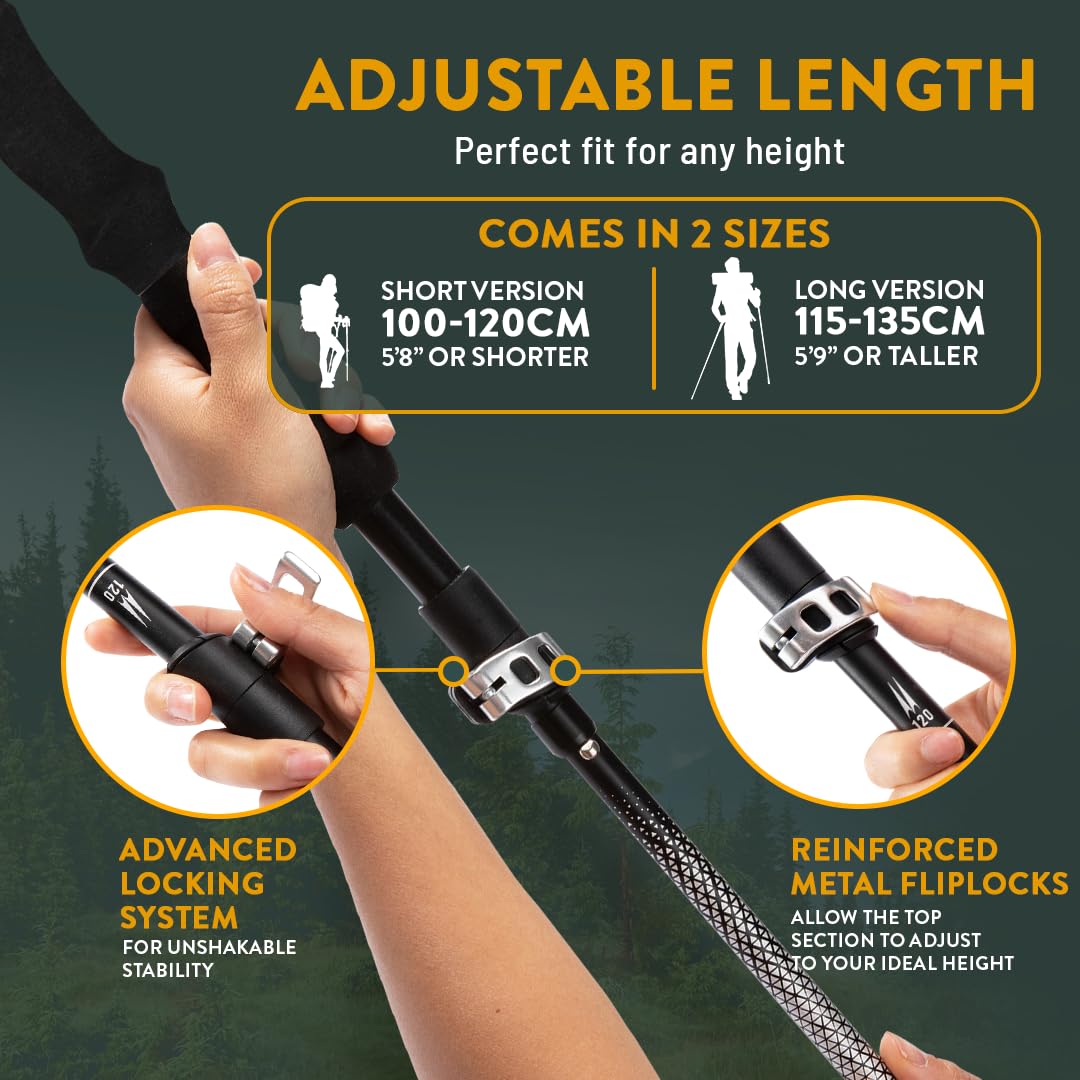 Hiker Hunger foldable poles with metal flip locks for quick secure adjustments