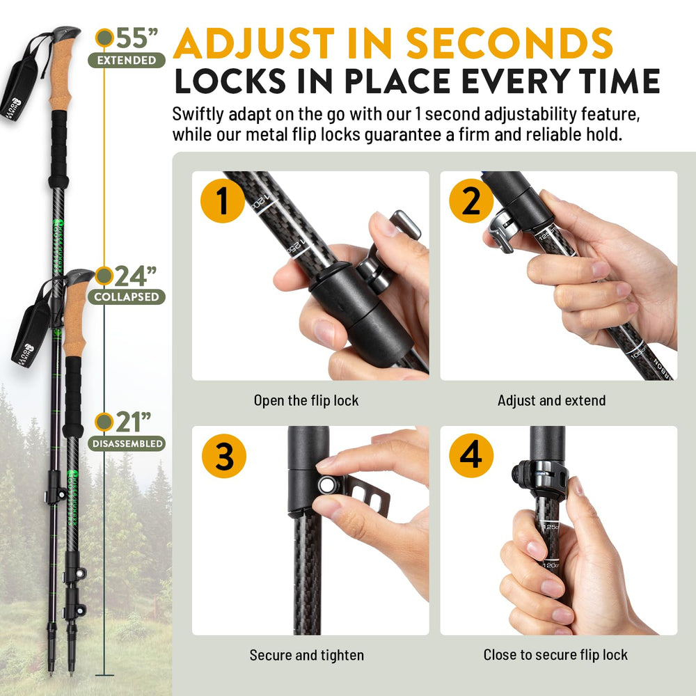 Hiker Hunger Outfitters carbon fiber pole extended length 24 to 55 inches