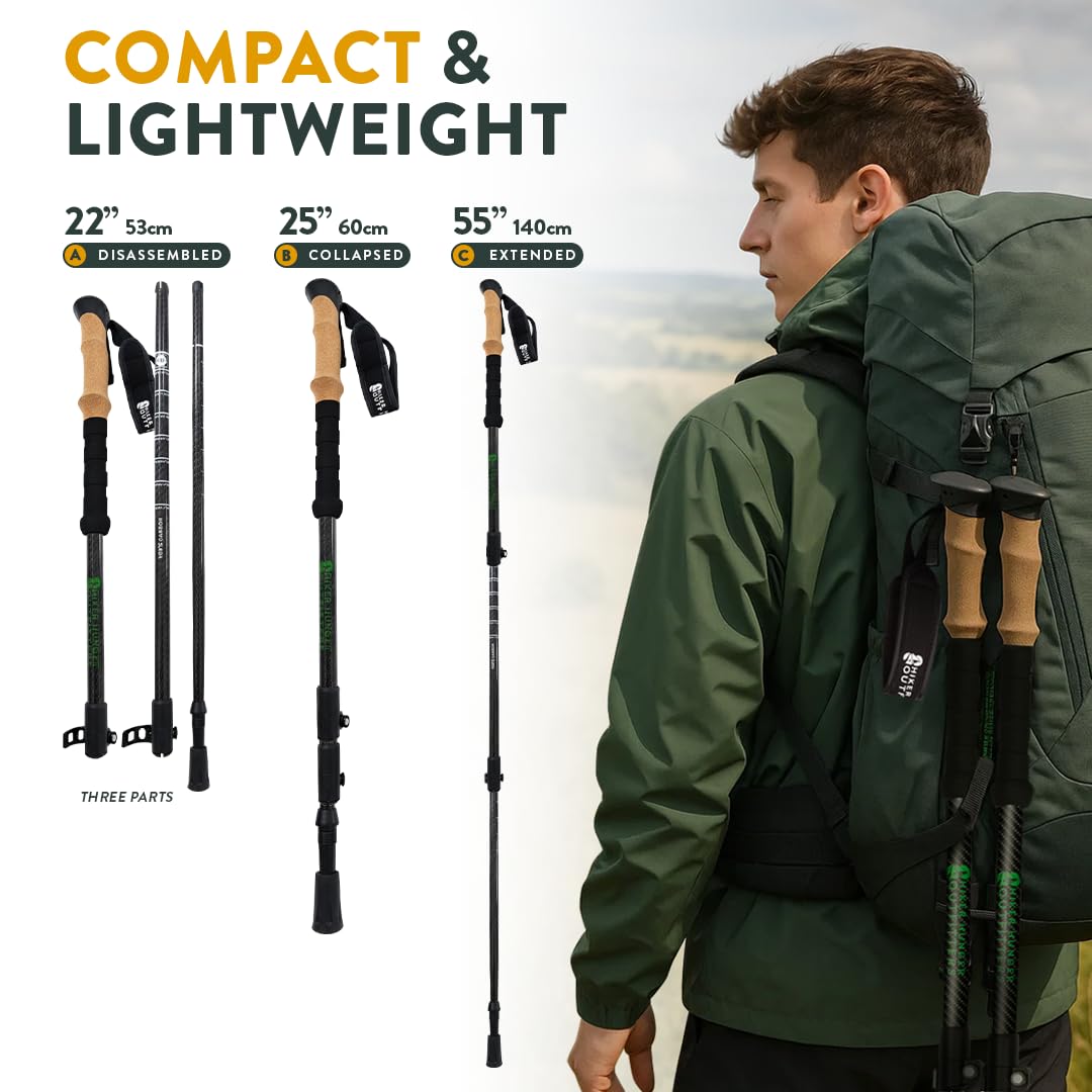 Hiker Hunger Outfitters carbon fiber poles ideal for backpacking and camping