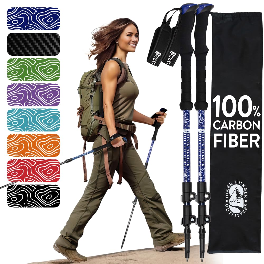 Hiker Hunger Outfitters carbon fiber poles collapsed for easy backpacking and storage