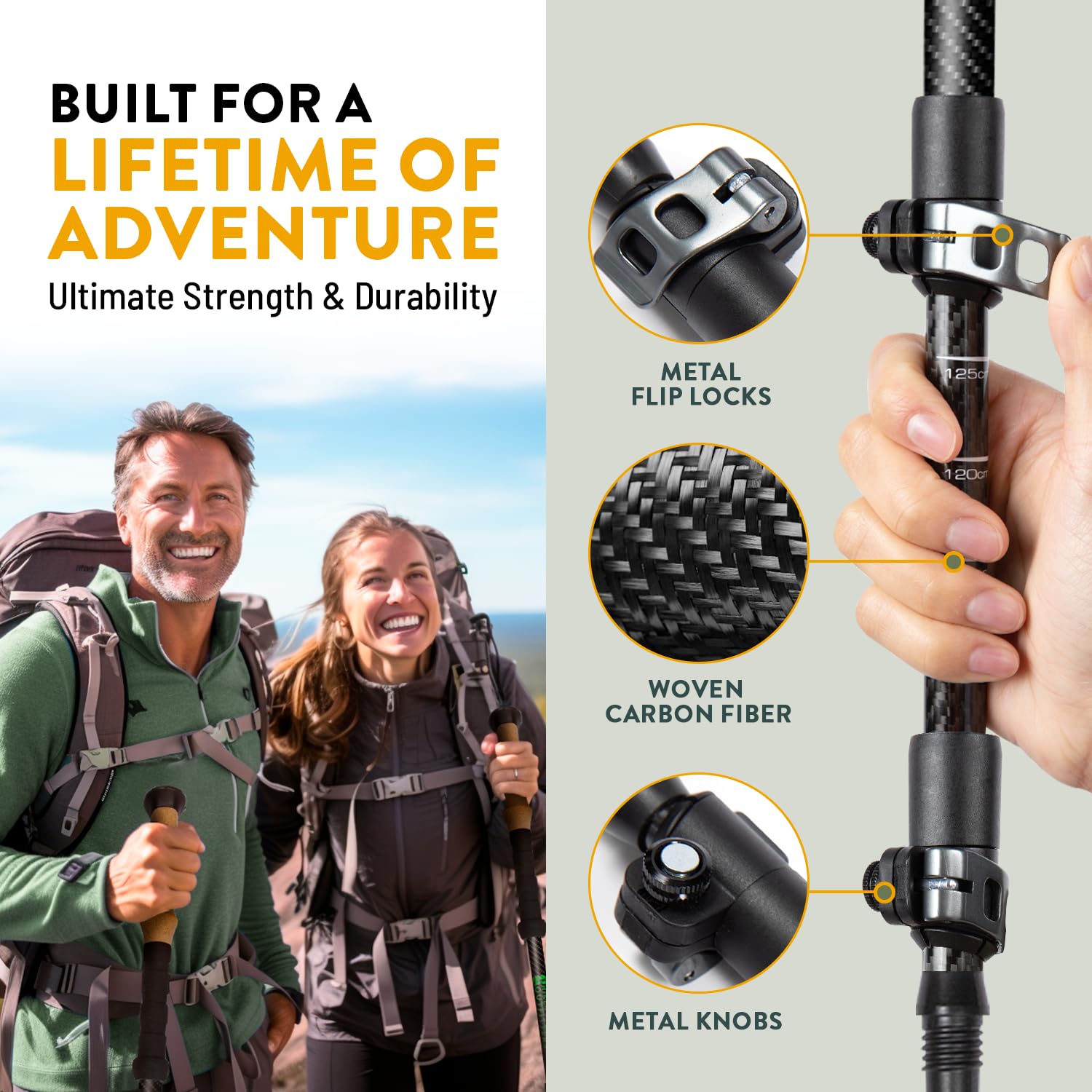 Hiker Hunger Outfitters carbon fiber poles EVA foam extension for rapid grip changes