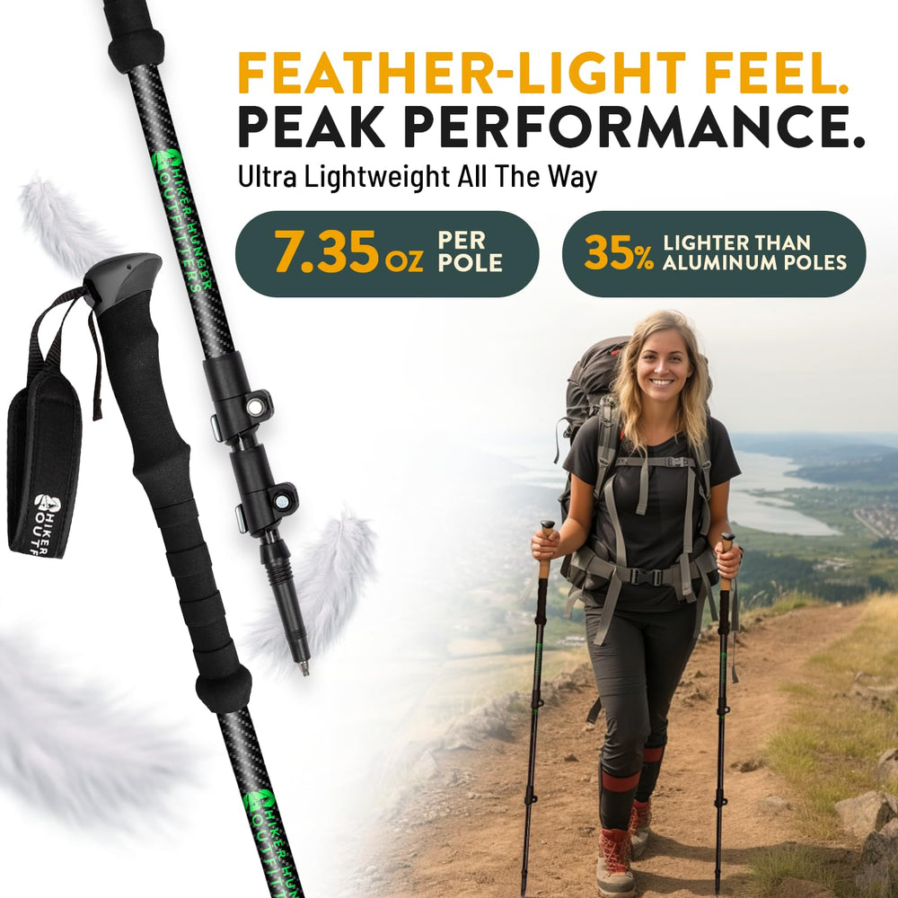 Hiker Hunger Outfitters carbon fiber poles with quick lock flip for secure adjustment