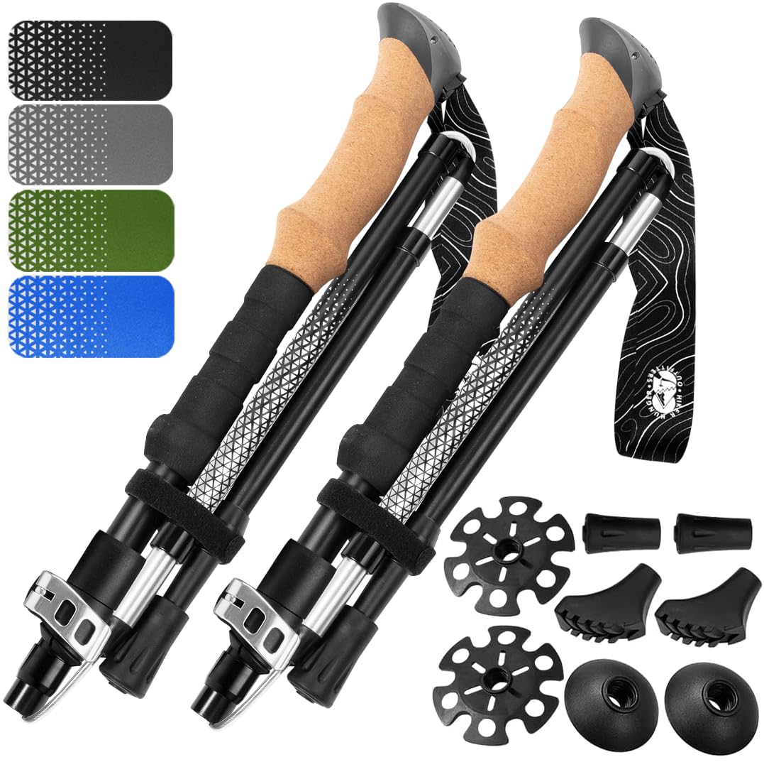 Hiker Hunger Outfitters folding trekking poles compact-15in for travel.
