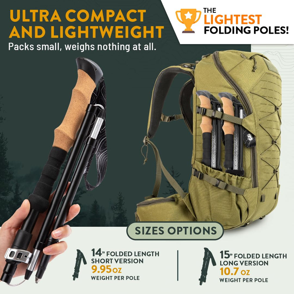 Hiker Hunger Outfitters folding trekking poles lightweight-9-95oz for backpacking.
