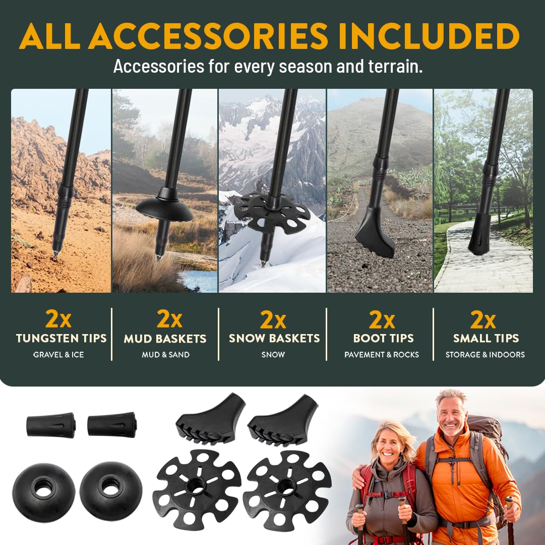Hiker Hunger Outfitters folding trekking poles travel-ready for easy packing.